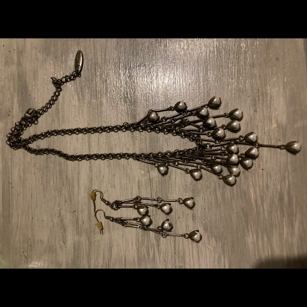Plunder Bronze/Pearl Necklace/Earring Set